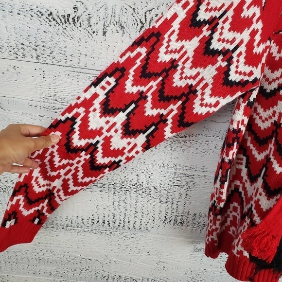 33 Degrees Mens Ugly Christmas Ostrich Scarf Holiday Knit Crewneck Sweater - Picture 5 of 11